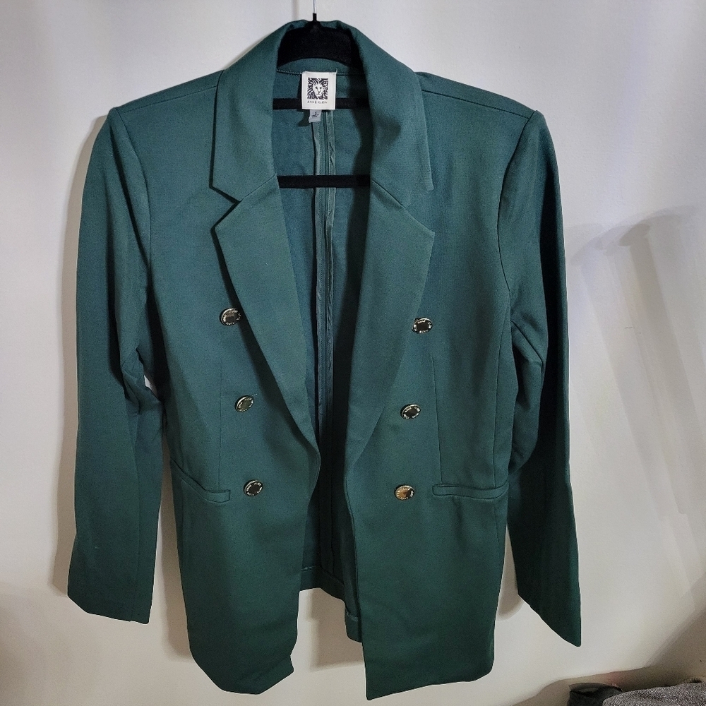 Anne Klein Women's Faux Double Breasted Green Blazer, Size S